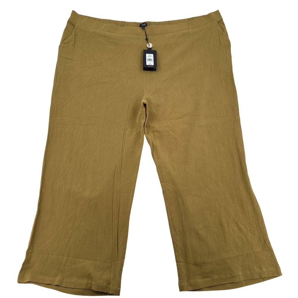 NYDJ Olive Oil Cotton Gauze Pull On Straight Leg Pants NWT Lightweight Womens 5X